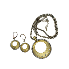 Load image into Gallery viewer, Silver and Gold Toned Circle Pendant with Matching Earrings