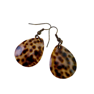 Teardrop Tortoise Shell Style Hook Earrings